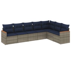 Ensemble de canapé de jardin 7 pcs avec coussins gris résine tressée 648309648309