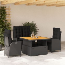Ensemble à manger de jardin 4 pcs avec coussins noir 648317648317