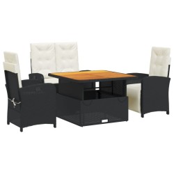 Ensemble à manger de jardin 4 pcs avec coussins noir 648318648318