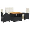 Ensemble à manger de jardin 4 pcs avec coussins noir 648318648318