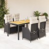 Ensemble à manger de jardin coussins 5pcs Noir Résine tressée 648340648340