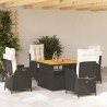 Ensemble à manger de jardin coussins 5pcs Noir Résine tressée 648341648341
