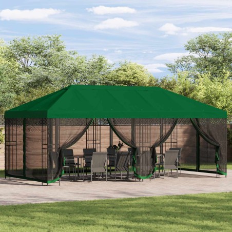 Gazebo avec murs latéraux 6 x 3 m Vert Polyester et Acier 190 648346648346