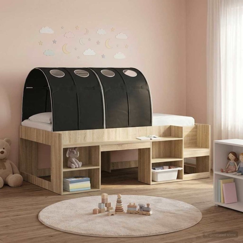 Tunnel de lit 2 pcs Noir 211 x 67,5 x 2 cm Polyester 648349648349
