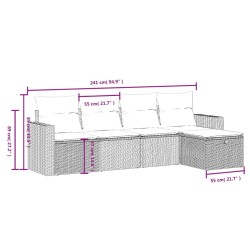 Ensemble de canapé de jardin 5 pcs avec coussins marron résine tressée 648356648356