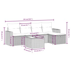 Ensemble de canapé de jardin 6 pcs avec coussins marron résine tressée 648360648360