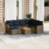Ensemble de canapé de jardin 8 pcs avec coussins gris résine tressée 648363648363