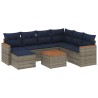 Ensemble de canapé de jardin 8 pcs avec coussins gris résine tressée 648363648363