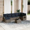 Ensemble de canapé de jardin 8 pcs avec coussins gris résine tressée 648365648365