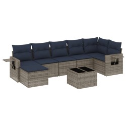 Ensemble de canapé de jardin 8 pcs avec coussins gris résine tressée 648365648365