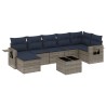Ensemble de canapé de jardin 8 pcs avec coussins gris résine tressée 648365648365