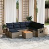 Ensemble de canapé de jardin 8 pcs avec coussins gris résine tressée 648368648368