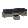 Ensemble de canapé de jardin 7 pcs avec coussins gris résine tressée 648369648369