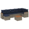 Ensemble de canapé de jardin 8 pcs avec coussins gris résine tressée 648370648370