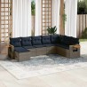 Salon de jardin 8 pcs avec coussins gris résine tressée 648372648372