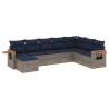 Salon de jardin 8 pcs avec coussins gris résine tressée 648372648372