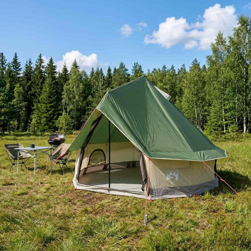 Tente Tipi avec toit Vert 250 x 250 cm Polyester et Acier 648378648378