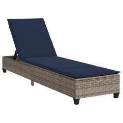 Transat avec coussins gris 55 x 200 x 25,5 cm en rotin synthétique 648380648380