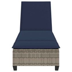 Transat avec coussins gris 55 x 200 x 25,5 cm en rotin synthétique 648380648380