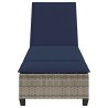 Transat avec coussins gris 55 x 200 x 25,5 cm en rotin synthétique 648380648380