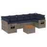 Ensemble de canapé de jardin 8 pcs avec coussins gris résine tressée 648381648381