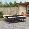 Ensemble à manger de jardin 11 pcs coussins noir résine tressée 648383648383