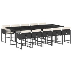 Ensemble à manger de jardin 11 pcs coussins noir résine tressée 648383648383