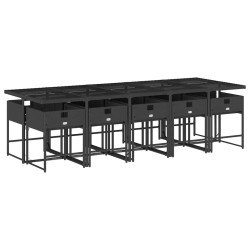 Ensemble à manger de jardin 11 pcs coussins noir résine tressée 648383648383