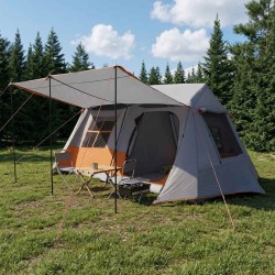 Tente tunnel Gris et orange 400 x 278 x 182 cm 648385648385