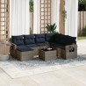 Ensemble de canapé de jardin 8 pcs avec coussins gris résine tressée 648395648395