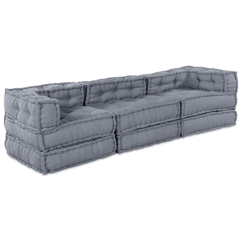 Unité de canapé modulaire 3 pcs Gris Tissu 648400648400