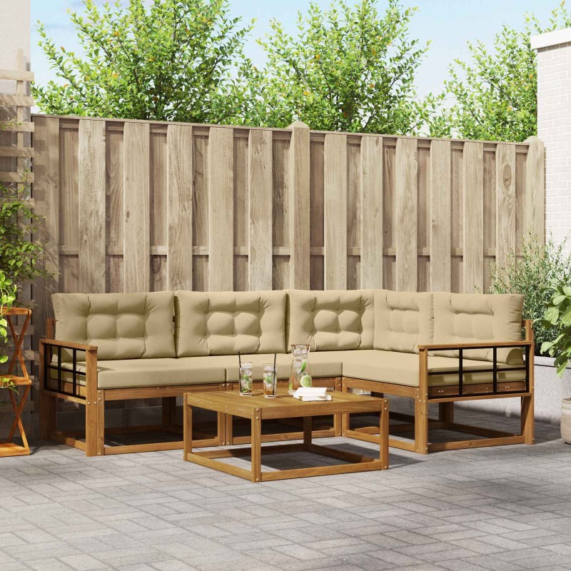 Ensemble de canapés d'extérieur 5 pcs Naturel et Beige 648401648401