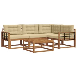 Ensemble de canapés d'extérieur 5 pcs Naturel et Beige 648401648401