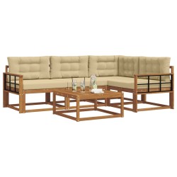 Ensemble de canapés d'extérieur 5 pcs Naturel et Beige 648401648401