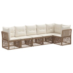 Ensemble de canapé de jardin 6 pcs Beige polyrotin 648413648413