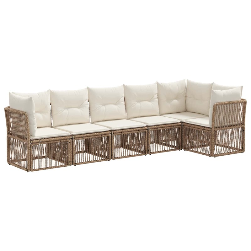 Ensemble de canapé de jardin 6 pcs Beige polyrotin 648413648413