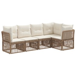 Ensemble de canapé de jardin 5 pcs Beige polyrotin 648416648416
