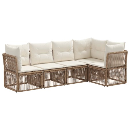 Ensemble de canapé de jardin 5 pcs Beige polyrotin 648416648416