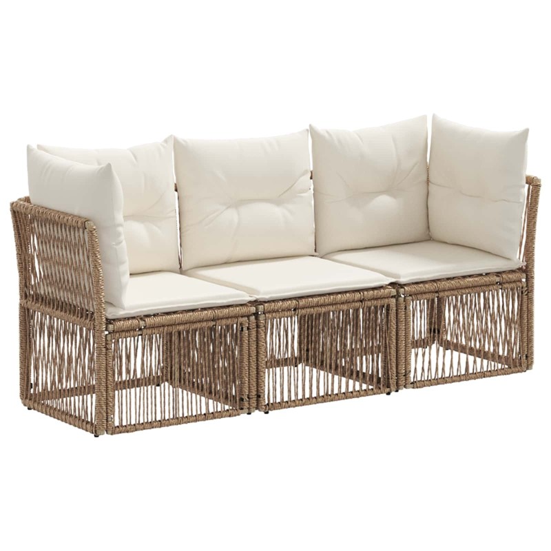 Ensemble de canapé de jardin 3 pcs Beige polyrotin 648417648417