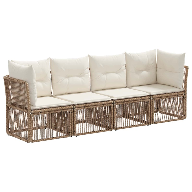 Ensemble de canapé de jardin 4 pcs Beige polyrotin 648418648418