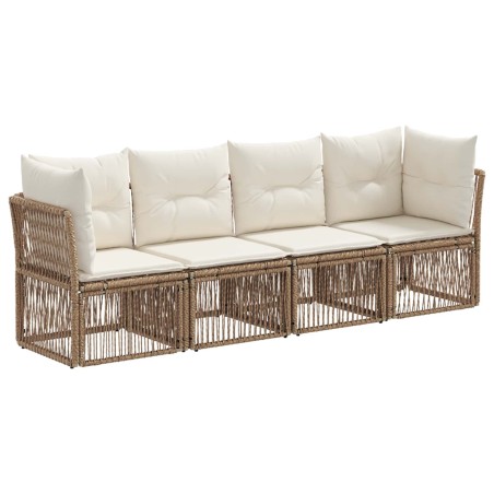Ensemble de canapé de jardin 4 pcs Beige polyrotin 648418648418