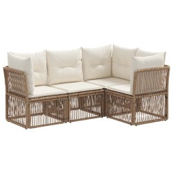 Ensemble de canapé de jardin 4 pcs Beige polyrotin 648419648419