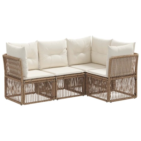 Ensemble de canapé de jardin 4 pcs Beige polyrotin 648419648419