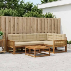 Ensemble de canapés d'extérieur 5 pcs Naturel et Beige 648423648423