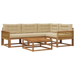 Ensemble de canapés d'extérieur 5 pcs Naturel et Beige 648423648423
