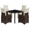 Ensemble de bistro de jardin 5 pcs coussins marron poly rotin 648426648426