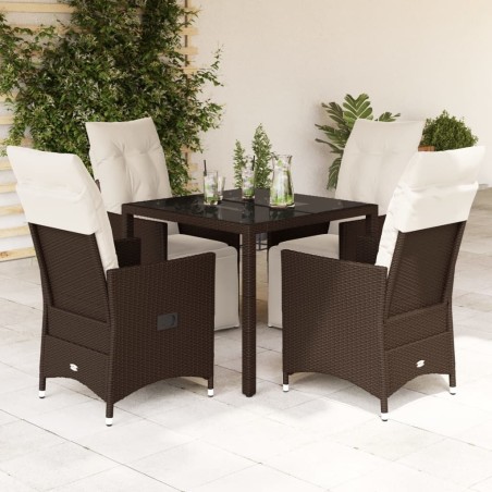 Ensemble de bistro de jardin 5 pcs coussins marron poly rotin 648429648429