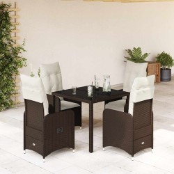 Ensemble de bistro de jardin 5 pcs coussins marron poly rotin 648435648435