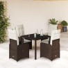 Ensemble de bistro de jardin 5 pcs coussins marron poly rotin 648435648435
