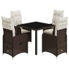 Ensemble de bistro de jardin 5 pcs coussins marron poly rotin 648435648435
